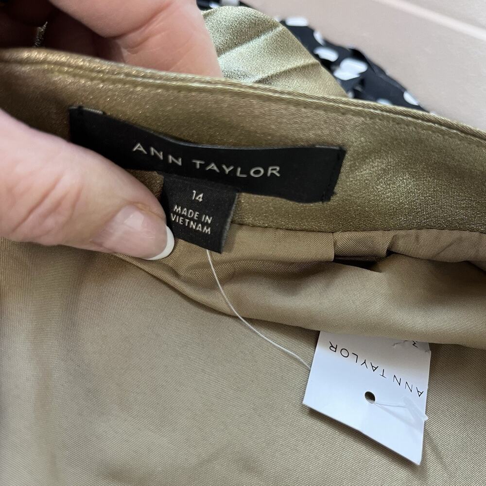 Ann Taylor Skirt size 14 Gold Shimmery Pleated Wedding Evening Cocktail Modest - Picture 10 of 10